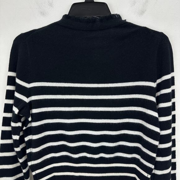 J.Crew Cashmere Fringe Trim Sweater Lady Jacket Striped Preppy Retro Small NWT - Picture 9 of 10